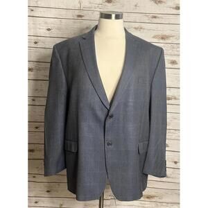 Lauren Ralph Lauren silk-wool single-breasted windowpane sportscoat/blazer 50R